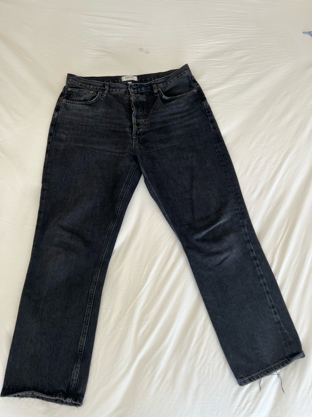 Agolde Riley Black Straight-Leg Jeans